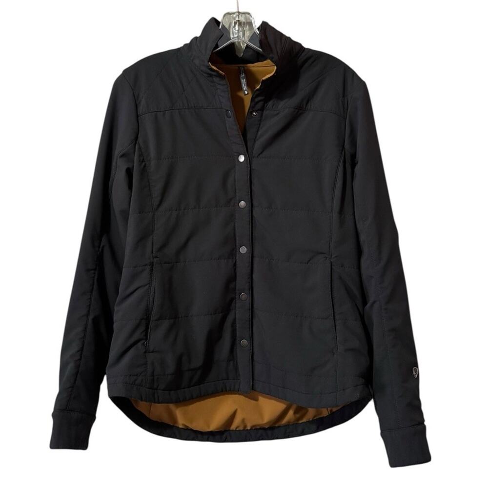 Kuhl Women Sz Small Aurora Shirtjak‎ Lightweight Snap Button Black Jacket Preppy